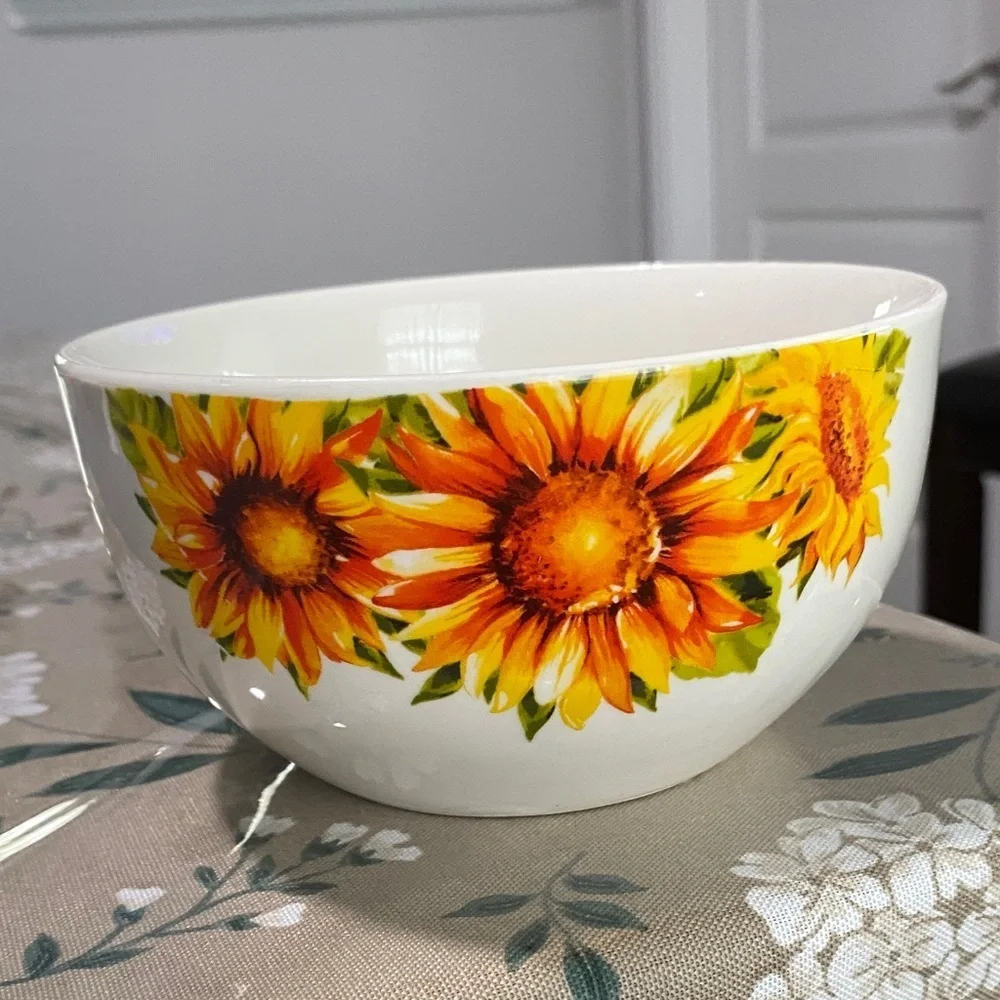 Royal Norfolk Sunflower Dinnerware Set - White and Orange 3 ps.